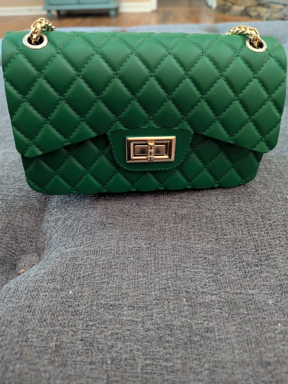 Quilted Mini Chain Shoulder Bag in Emerald Green